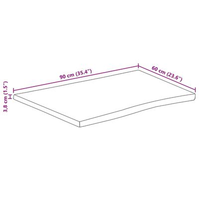 vidaXL Blat masă, 90x60x3,8 cm, dreptunghiular lemn acacia margine vie