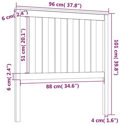 vidaXL Tăblie de pat, 96x6x101 cm, lemn masiv de pin