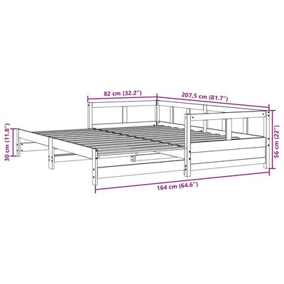 vidaXL Pat de zi fără saltea, maro ceruit, 80x200 cm, lemn masiv pin