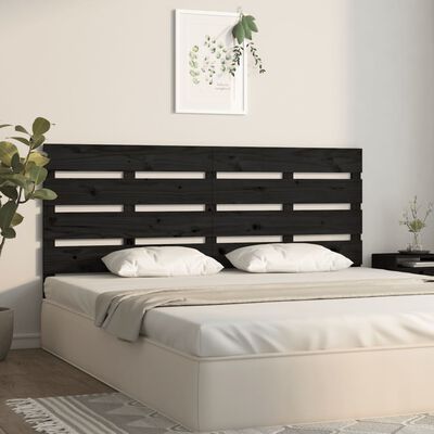 vidaXL Tăblie de pat, negru, 200x3x80 cm, lemn masiv de pin