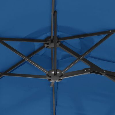 vidaXL Umbrelă de soare cu două capete cu LED-uri albastru 316x240 cm