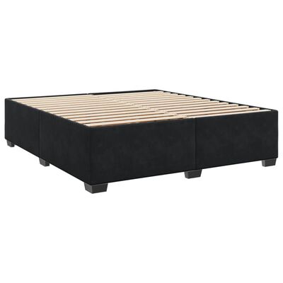 vidaXL Pat box spring cu saltea, negru, 200x200 cm, catifea