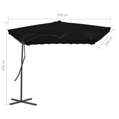 vidaXL Umbrelă de exterior cu stâlp din oțel, negru, 250x250x230 cm