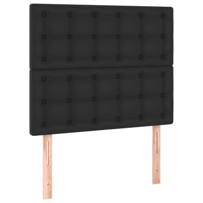 vidaXL Pat box spring cu saltea, negru, 90x190 cm, piele ecologică