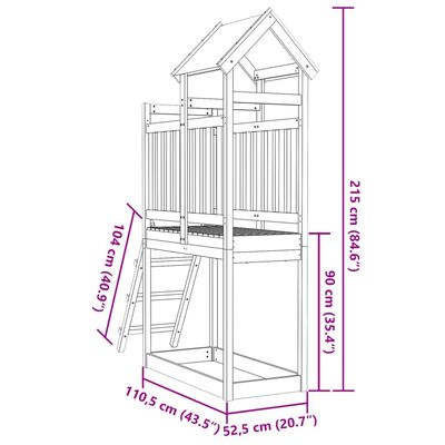 vidaXL Turn joacă cu scară, 110,5x52,5x215 cm, lemn masiv brad Douglas