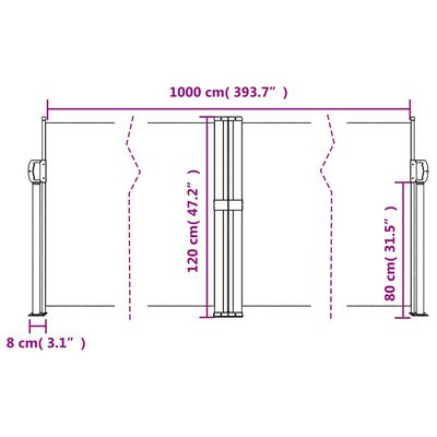 vidaXL Copertină laterală retractabilă, negru, 120 x 1000 cm