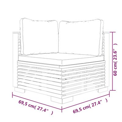 vidaXL Set mobilier grădină cu perne, 11 piese, lemn masiv de tec