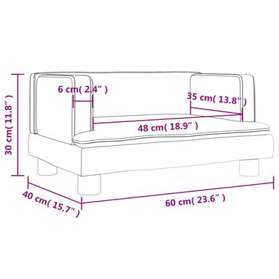 vidaXL Canapea pentru copii, crem, 60x40x30 cm, piele ecologică