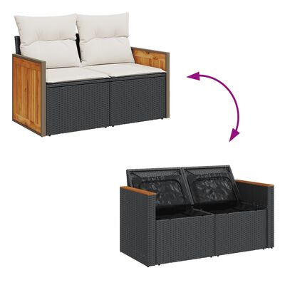 vidaXL Set mobilier de grădină cu perne, 5 piese, negru, poliratan