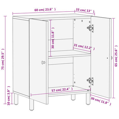 vidaXL Dulap lateral, 60x33x75 cm, lemn masiv de mango