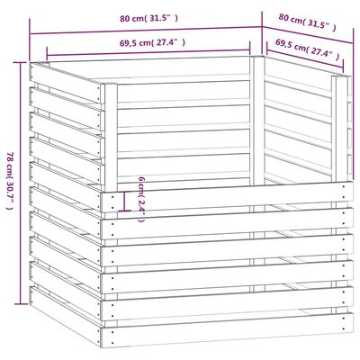 vidaXL Compostor, maro miere, 80x80x78 cm, lemn masiv de pin