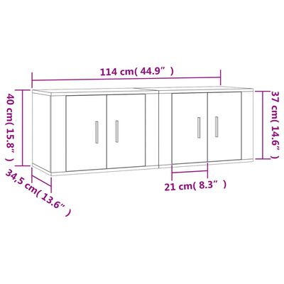 vidaXL Dulapuri TV montate pe perete, 2 buc., gri beton, 57x34,5x40 cm