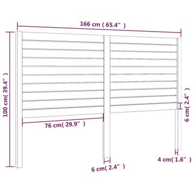 vidaXL Tăblie de pat, negru, 166x4x100 cm, lemn masiv de pin