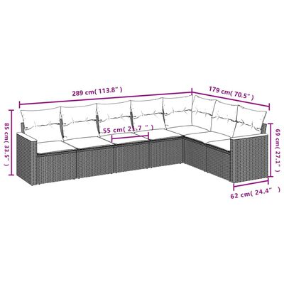 vidaXL Set canapele de grădină cu perne, 7 piese, negru, poliratan