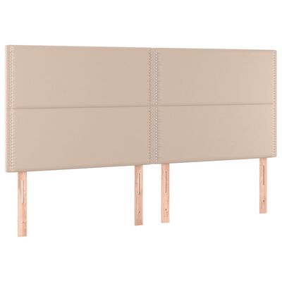 vidaXL Tăblie de pat cu LED, cappuccino, 180x5x118/128 cm, piele eco