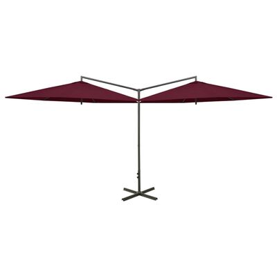 vidaXL Umbrelă de soare dublă, stâlp din oțel, roșu bordo, 600 cm