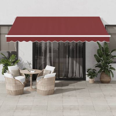 vidaXL Copertina retractabilă manual cu LED, vișiniu, 400x300 cm