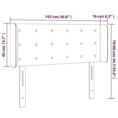 vidaXL Tăblie de pat cu LED, albastru închis, 103x16x78/88 cm, catifea