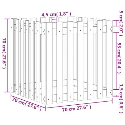 vidaXL Jardinieră grădină cu design gard, 70x70x70 cm, lemn pin tratat