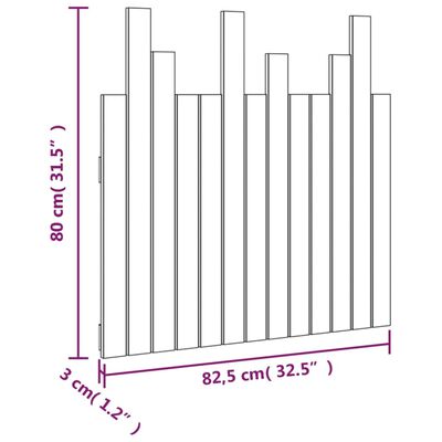 vidaXL Tăblie de pat pentru perete, gri, 82,5x3x80 cm, lemn masiv pin