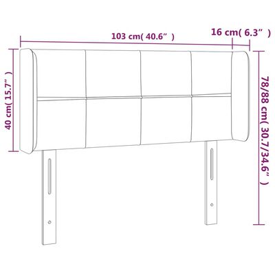 vidaXL Tăblie de pat cu LED, maro închis, 103x16x78/88 cm, textil