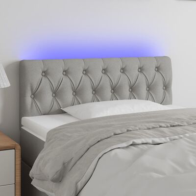 vidaXL Tăblie de pat cu LED, gri deschis, 90x7x78/88 cm, textil