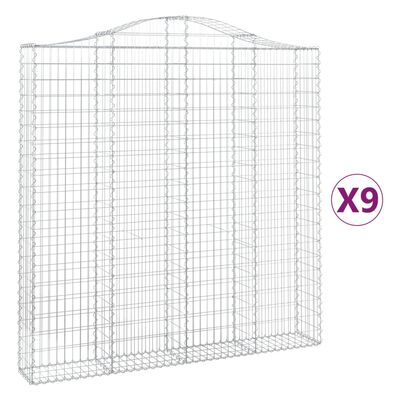 vidaXL Coșuri gabion arcuite 9 buc. 200x30x200/220 cm fier galvanizat