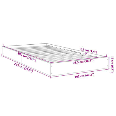 vidaXL Cadru pat fără saltea stejar fumuriu 100x200 cm lemn prelucrat