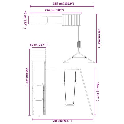 vidaXL Set de joacă pentru exterior, lemn masiv de douglas