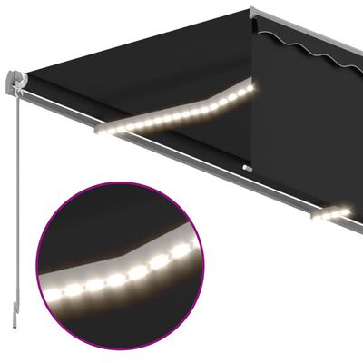 vidaXL Copertină retractabilă manual cu stor&LED, antracit, 3,5x2,5 m