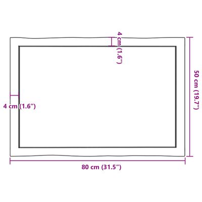 vidaXL Blat masă 80x50x(2-4) cm lemn stejar netratat contur organic