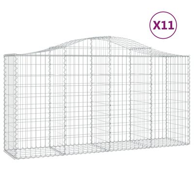 vidaXL Coșuri gabion arcuite 11 buc, 200x50x100/120cm, fier galvanizat