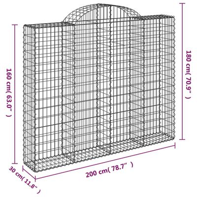 vidaXL Coș gabion arcuit 200x30x160/180 cm fier galvanizat