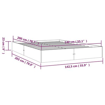 vidaXL Cadru de pat, alb, 140x200 cm, lemn masiv