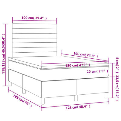 vidaXL Pat box spring cu saltea, maro închis, 120x190 cm, textil