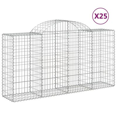 vidaXL Coșuri gabion arcuite 25 buc, 200x50x100/120 cm fier galvanizat