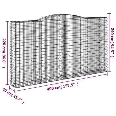 vidaXL Coșuri gabion arcuite, 15 buc 400x50x220/240cm, fier galvanizat