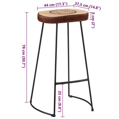 vidaXL Scaune de bar, 2 buc., maro închis, 44x37,5x78 cm