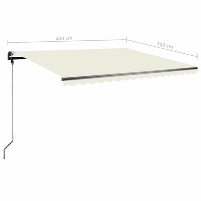 vidaXL Copertină retractabilă manual cu LED, crem, 400x350 cm