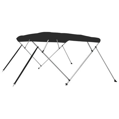 vidaXL Parasolar barcă Bimini cu 4 arcuri, negru, 243x210x137 cm