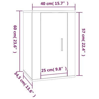 vidaXL Dulap TV montat pe perete, alb extralucios, 40x34,5x60 cm