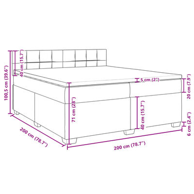 vidaXL Pat box spring cu saltea, gri deschis, 200x200 cm, catifea