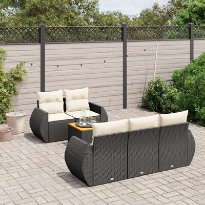 vidaXL Set mobilier de grădină cu perne, 6 piese, negru, poliratan