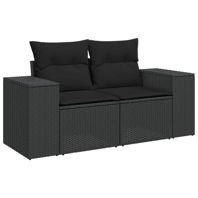 vidaXL Set mobilier de grădină cu perne, 9 piese, negru, poliratan