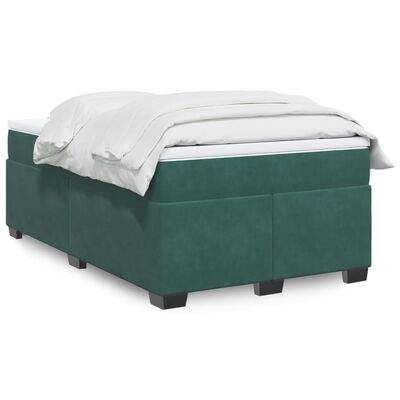 vidaXL Pat box spring cu saltea, verde închis, 120x190 cm, catifea