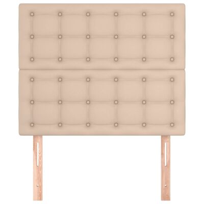 vidaXL Tăblii de pat 2 buc, cappuccino 90x5x78/88 cm piele ecologică