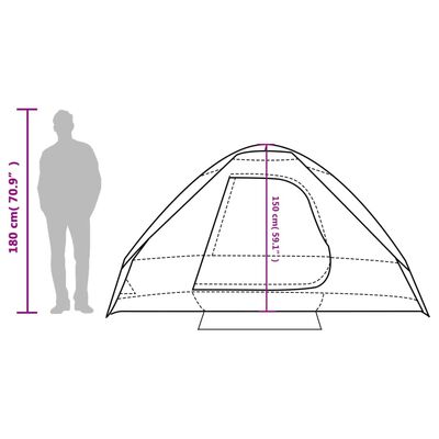 vidaXL Cort de camping cupolă pentru 4 persoane, verde, impermeabil