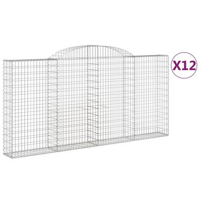 vidaXL Coșuri gabion arcuite 12 buc. 300x30x140/160 cm fier galvanizat