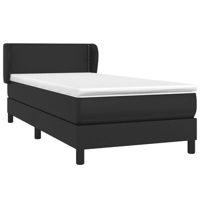 vidaXL Pat box spring cu saltea, negru, 100x200 cm, piele ecologică