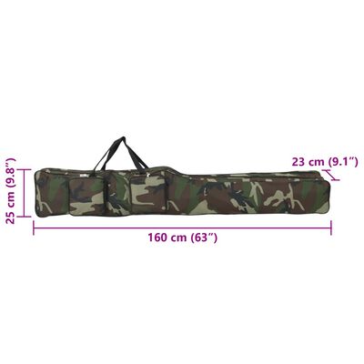 vidaXL Geantă pentru undiță, verde camuflaj, 160 cm, țesătură oxford